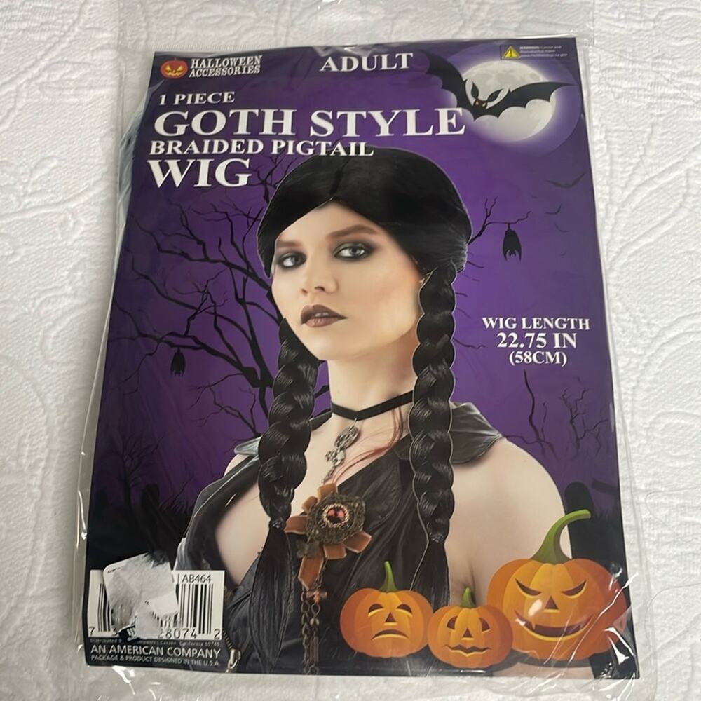 NWT Wednesday Addams Adult Braided Pigtail Wig